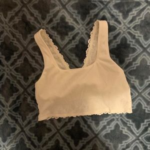 Aerie White Holiday Best Lace Waffle Longline Bralette
